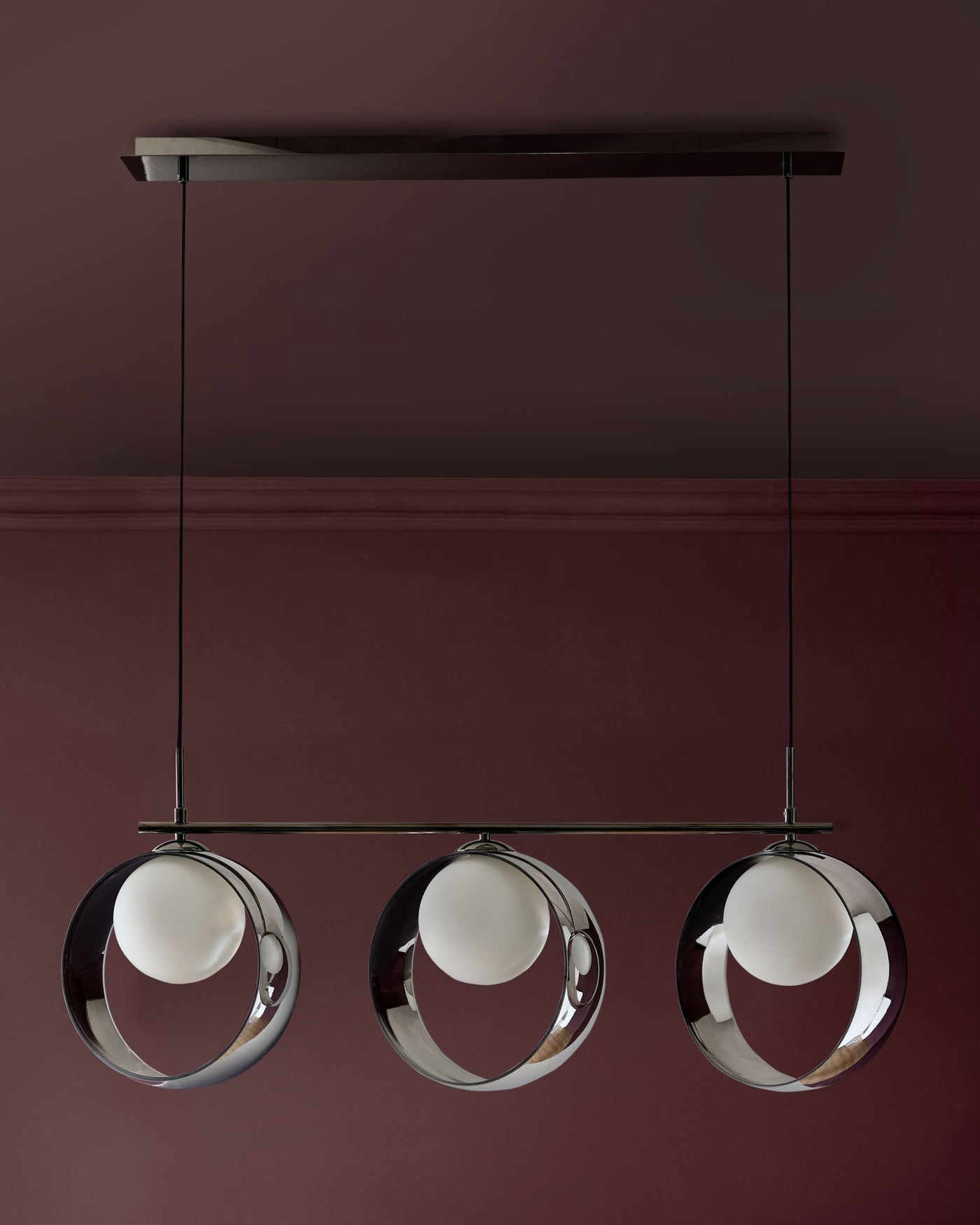 Chloe silver chrome glass 3 bar adjustable pendant light