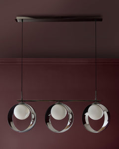 Chloe silver chrome glass 3 bar adjustable pendant light