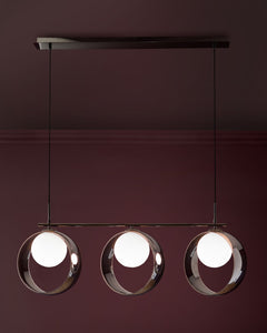 Chloe silver chrome glass 3 bar adjustable pendant light