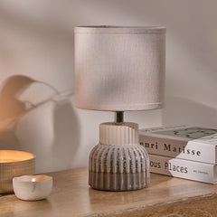 Coates 27cm Blue Ceramic Table Lamp & Cream Linen Shade