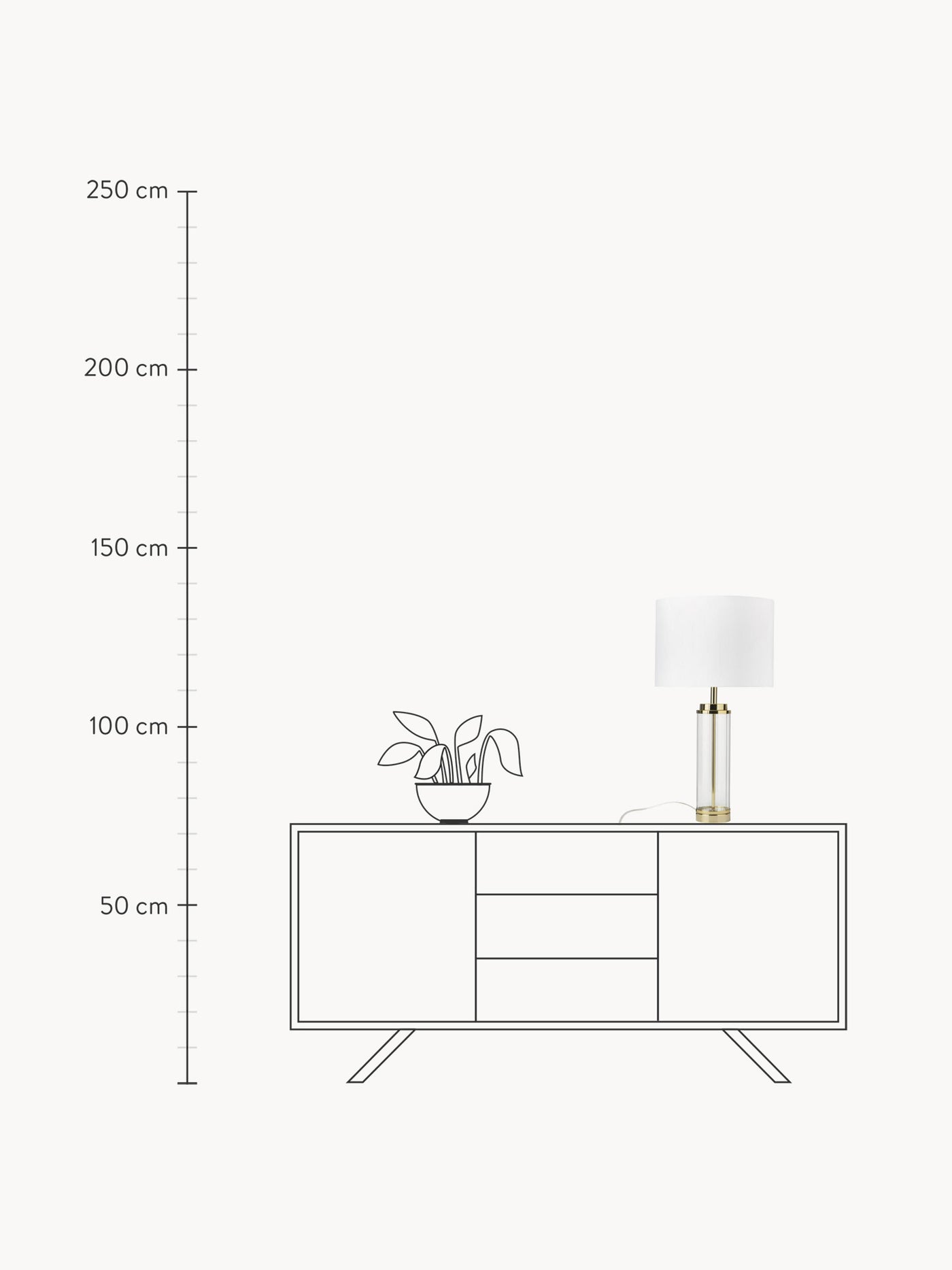 Large Glam Table Lamp Gabor with Glass Base