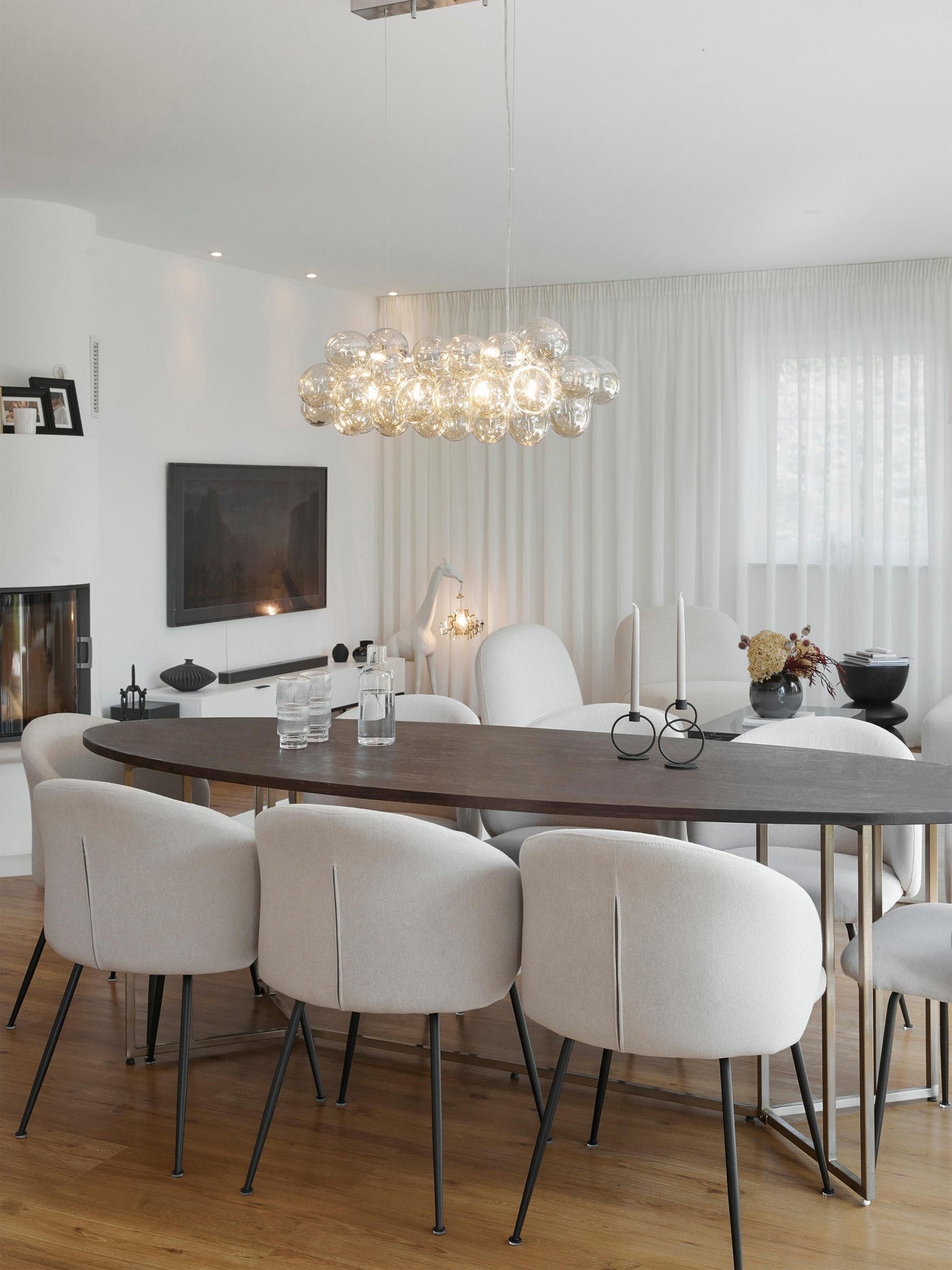 Mouth-Blown Pendant Light Gross - Beige, Transparent