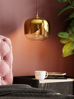 Small Glass Pendant Light Golden Goblet