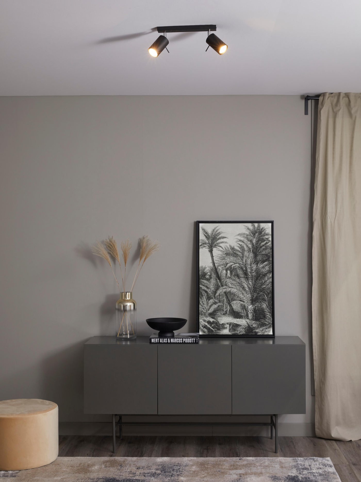 Ceiling Spotlight Etna - Black, W 30 cm