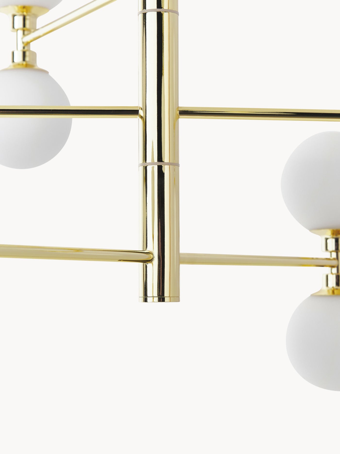 Large Pendant Light Grover with Opal Glass Balls - White Lamp Frame, Canopy: Shiny Gold Col