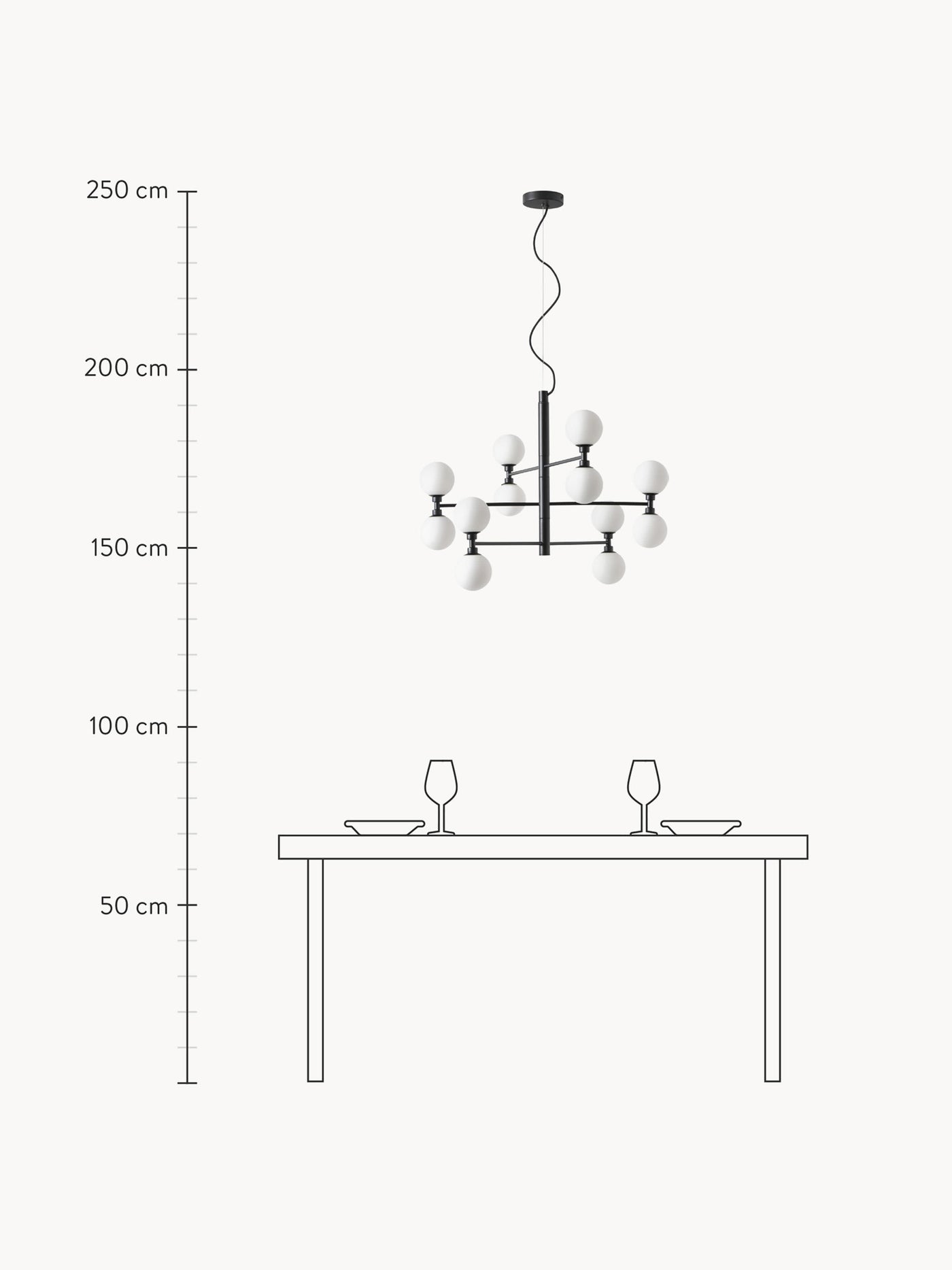 Large Pendant Light Grover with Opal Glass Shades