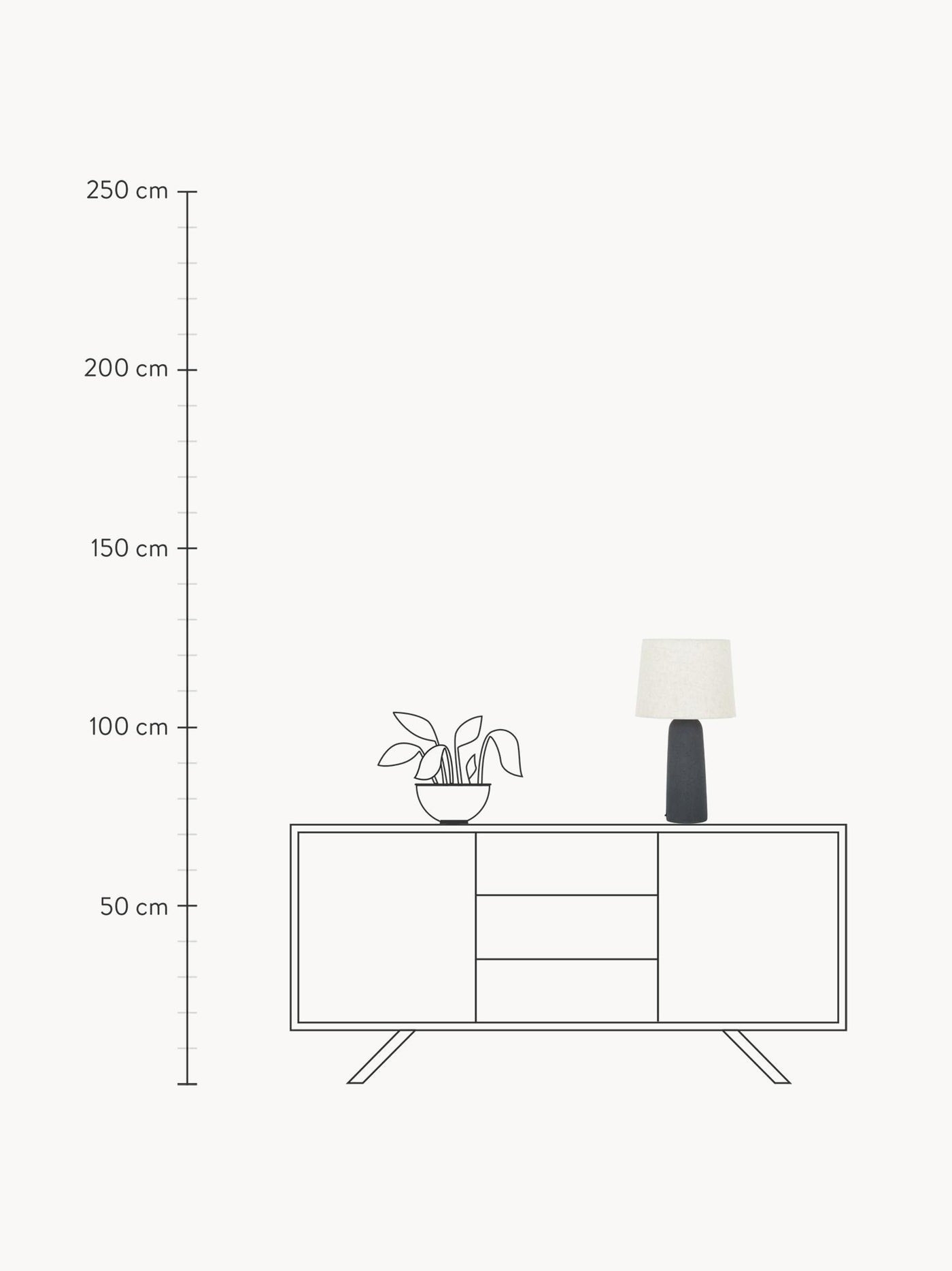 Large Table Lamp Kaya with Concrete Base - Cream White