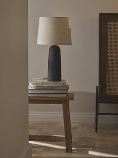 Large Table Lamp Kaya with Concrete Base - Cream White