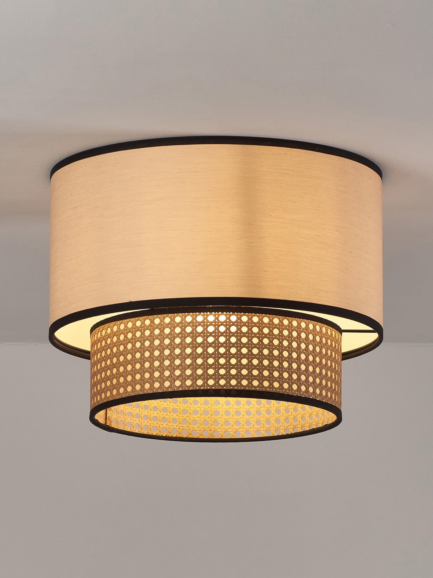 Fabric Ceiling Lamp Vienna with Viennese Wickerwork