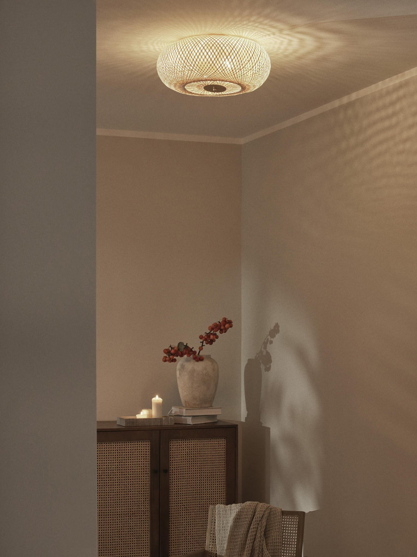 Bamboo Design Ceiling Lamp Evelyn, Untreated