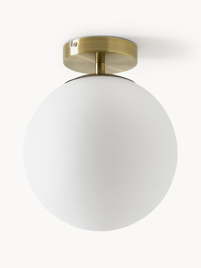 Small Glass Ceiling Lamp Hitch - White