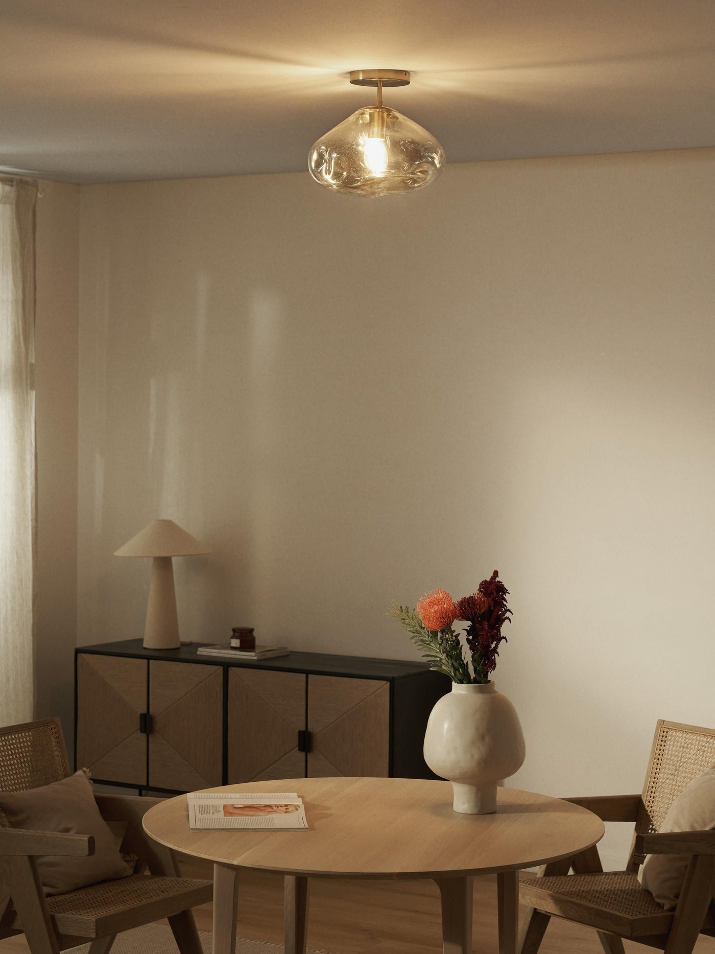Glass Ceiling Lamp Amora - Gold Coloured, Brushed