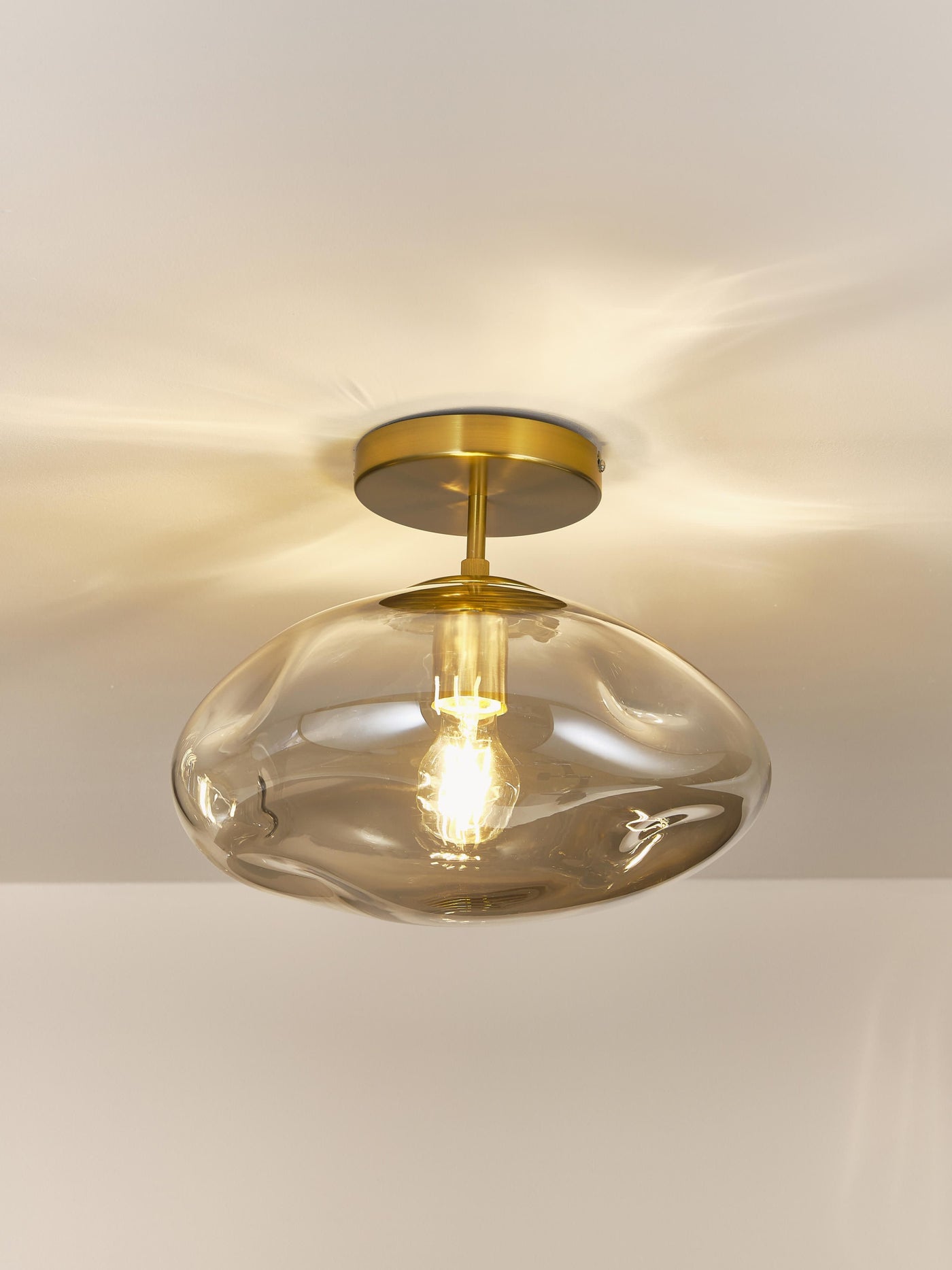 Glass Ceiling Lamp Amora - Gold Coloured, Brushed