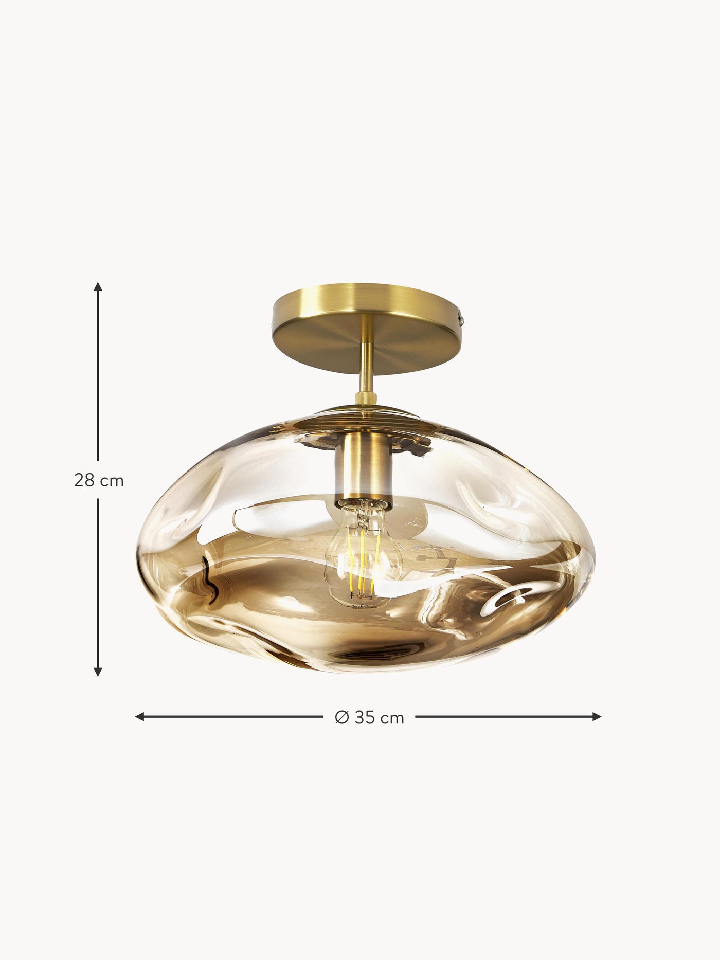 Glass Ceiling Lamp Amora - Gold Coloured, Brushed