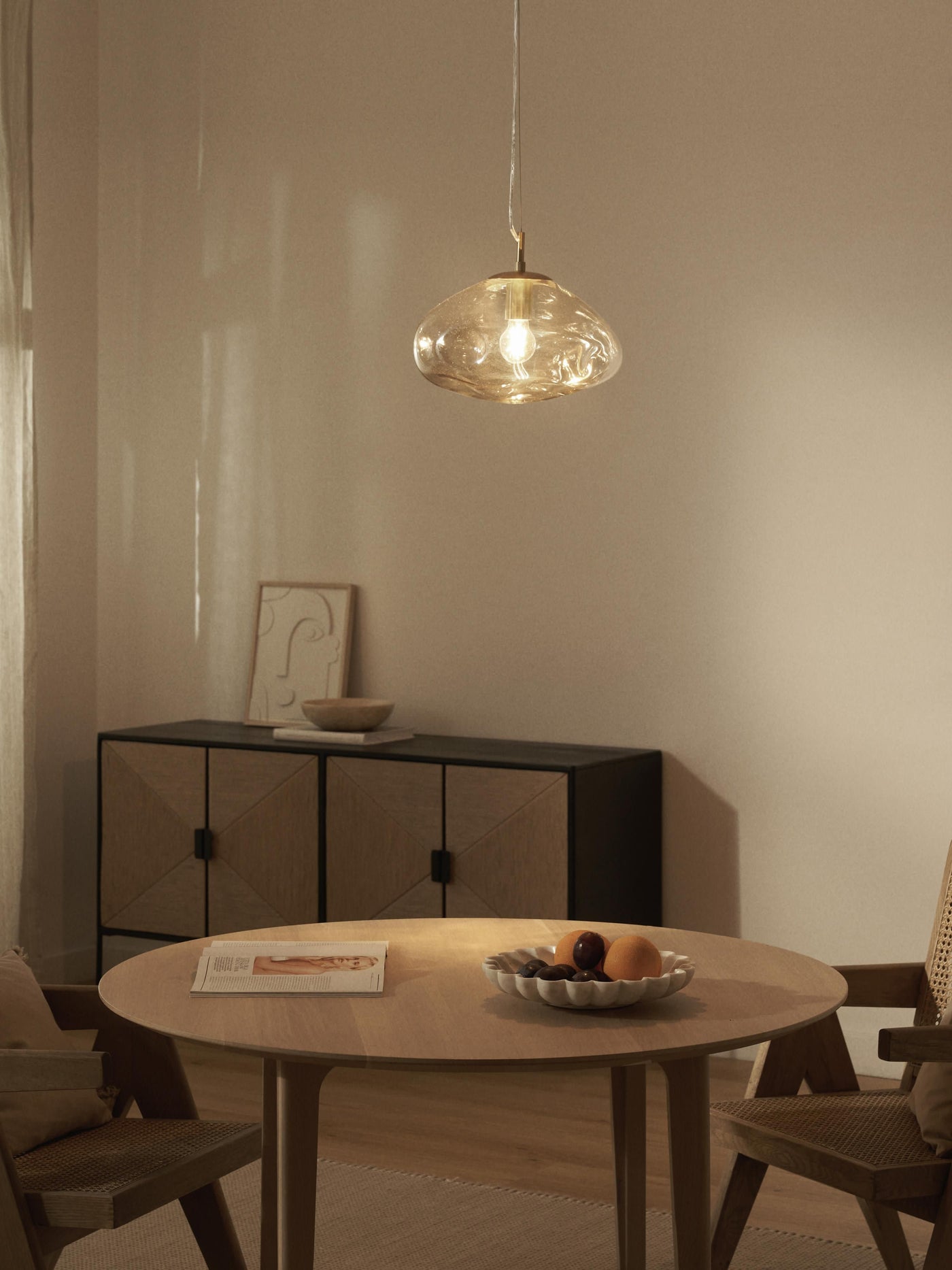 Glass Pendant Light Amora - Transparent, Gold Coloured