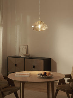 Glass Pendant Light Amora - Transparent, Gold Coloured