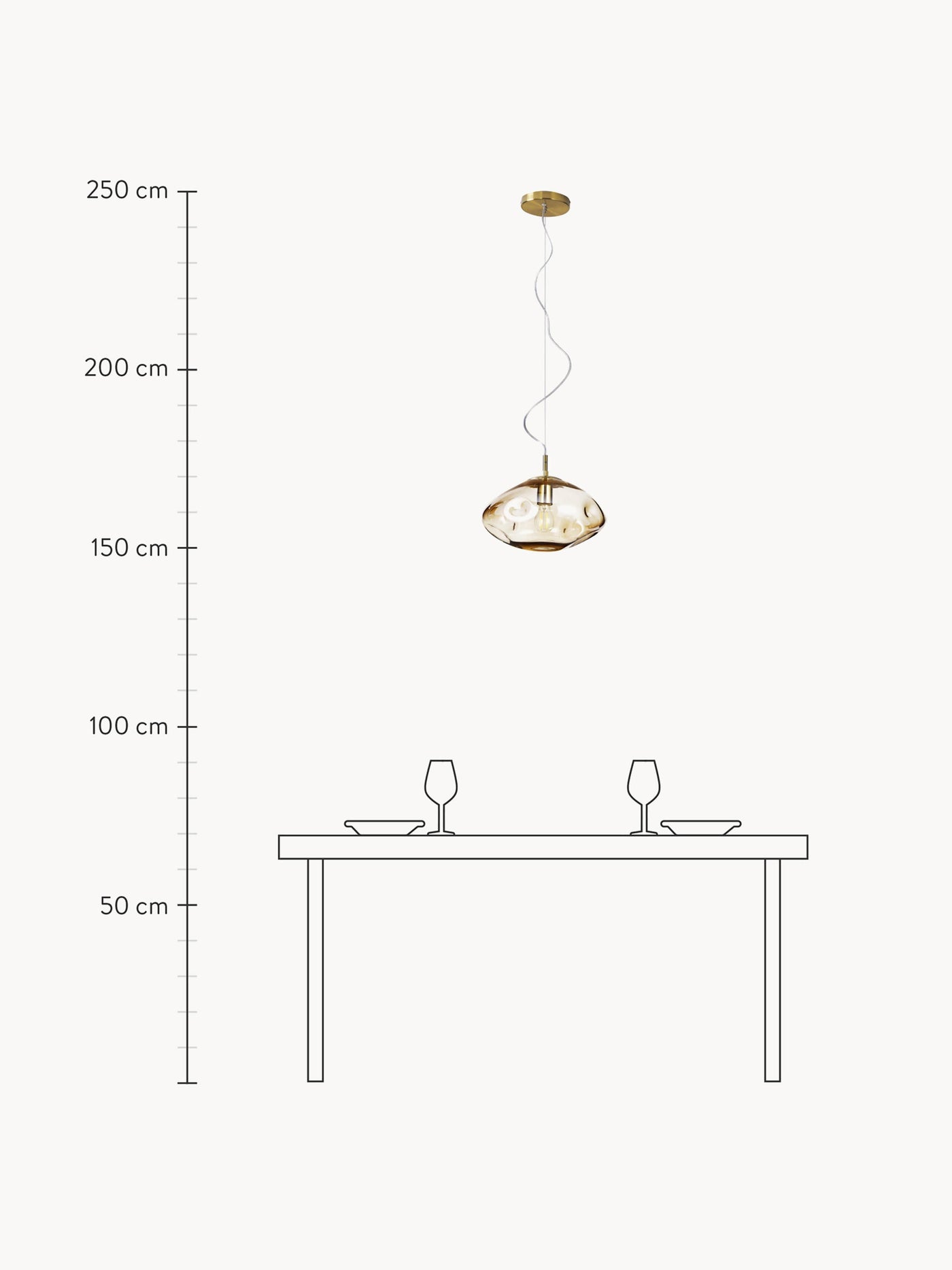 Glass Pendant Light Amora - Transparent, Gold Coloured