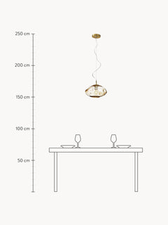 Glass Pendant Light Amora - Transparent, Gold Coloured