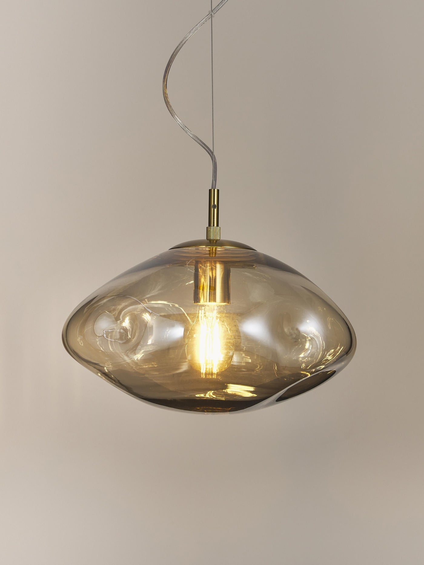 Glass Pendant Light Amora - Transparent, Gold Coloured