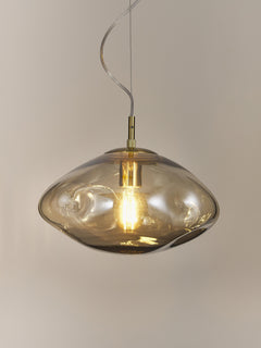 Glass Pendant Light Amora - Transparent, Gold Coloured