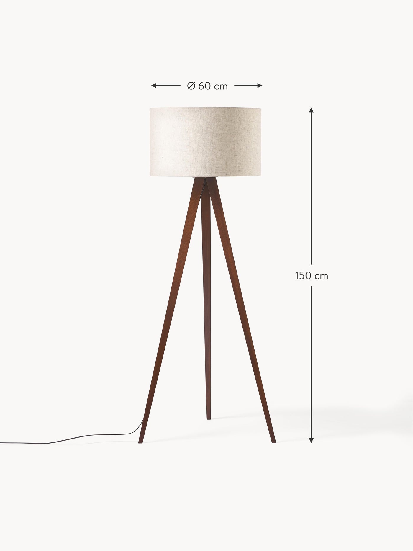 Solid Wood Tripod Floor Lamp Jake - Beige