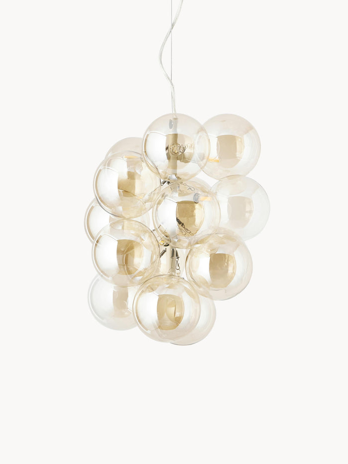 Glass Design Pendant Light Bubbles - Transparent Gold Coloured Lamp Frame, Ca