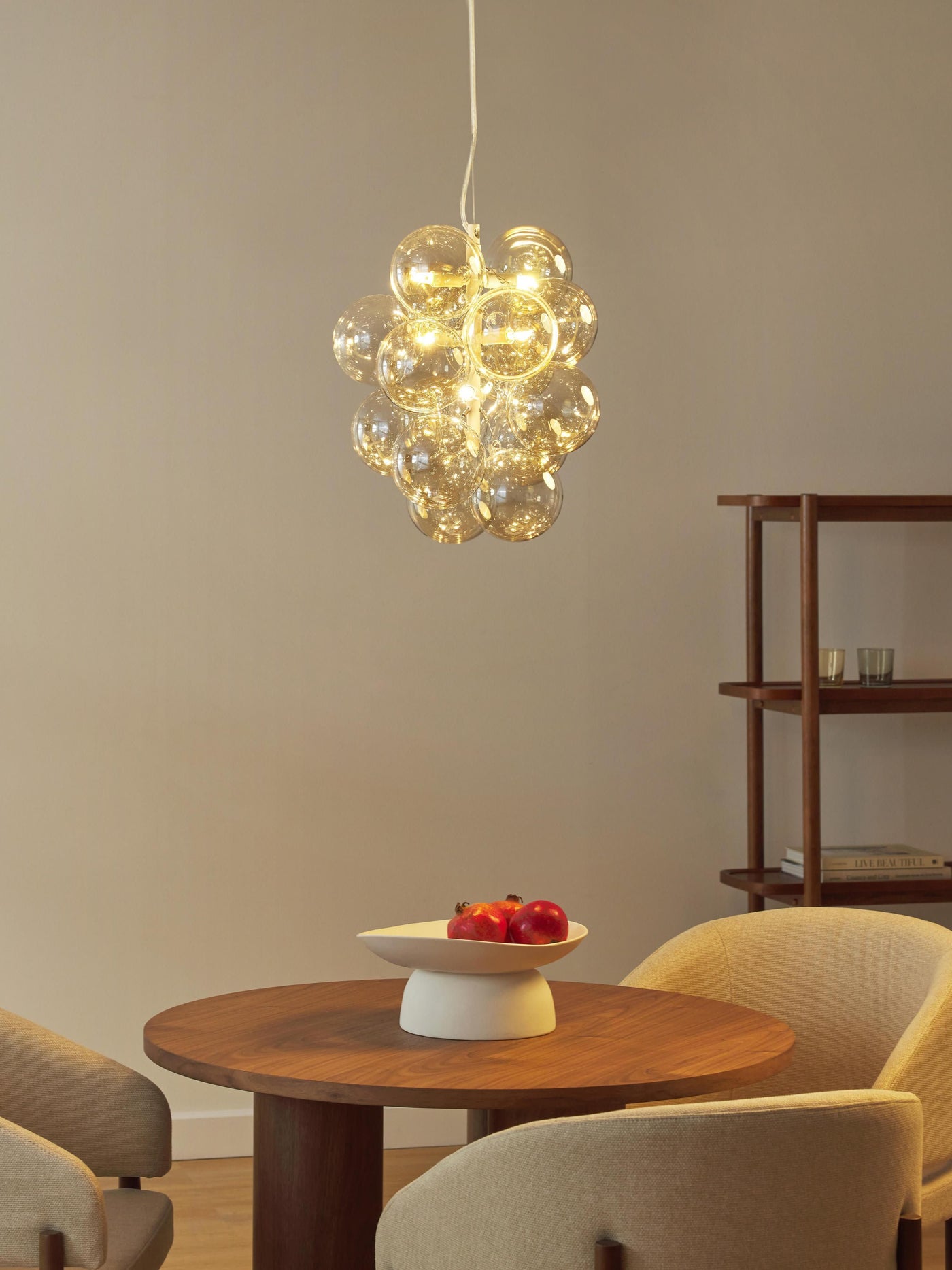 Glass Design Pendant Light Bubbles - Transparent Gold Coloured Lamp Frame, Ca