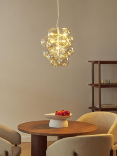 Glass Design Pendant Light Bubbles - Transparent Gold Coloured Lamp Frame, Ca
