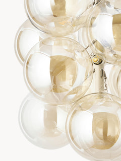 Glass Design Pendant Light Bubbles - Transparent Gold Coloured Lamp Frame, Ca