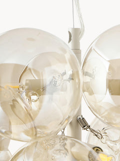 Glass Design Pendant Light Bubbles - Transparent Gold Coloured Lamp Frame, Ca