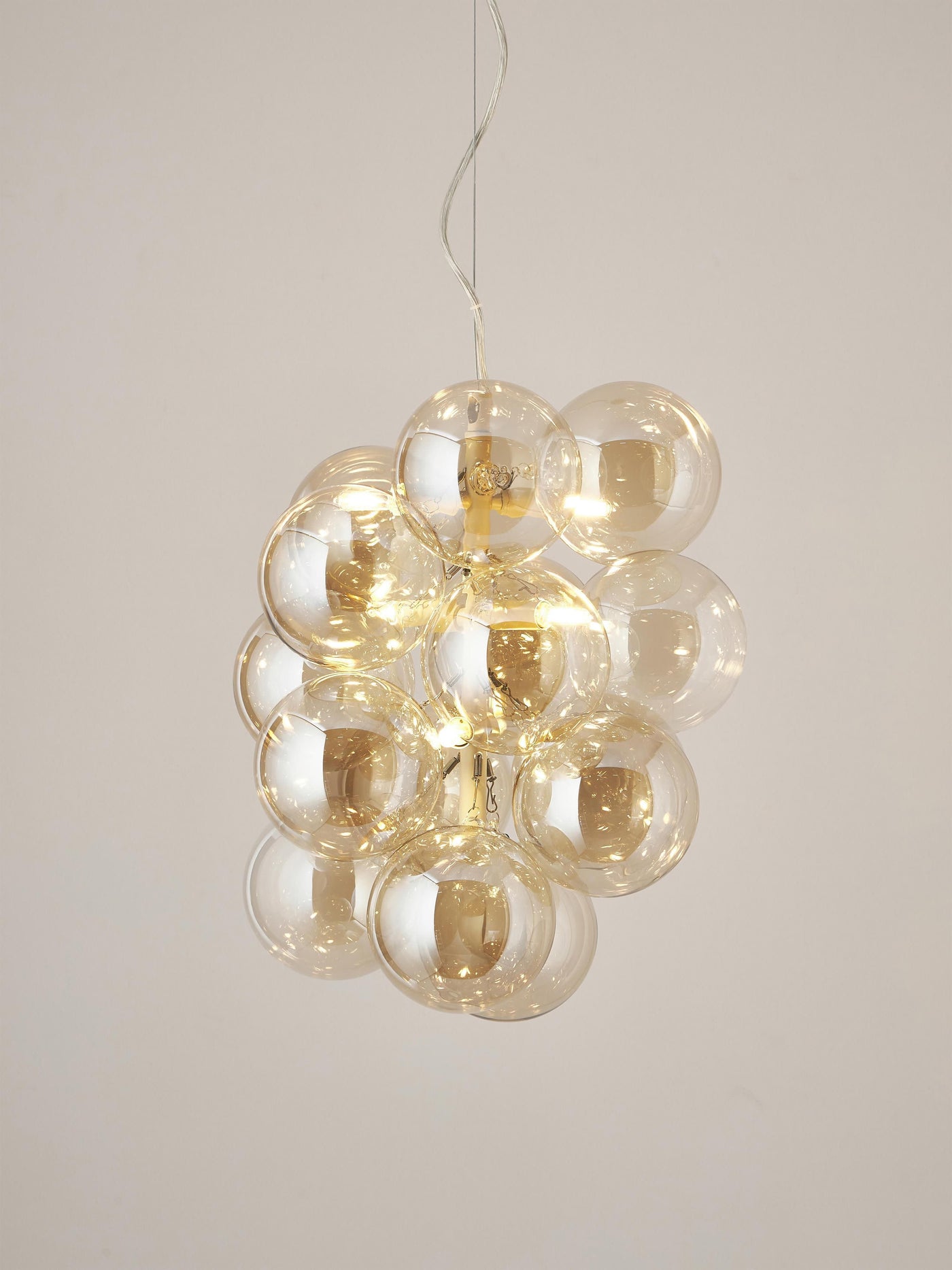 Glass Design Pendant Light Bubbles - Transparent Gold Coloured Lamp Frame, Ca