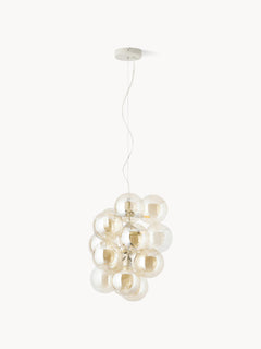 Glass Design Pendant Light Bubbles - Transparent Gold Coloured Lamp Frame, Ca