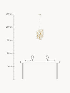 Glass Design Pendant Light Bubbles - Transparent Gold Coloured Lamp Frame, Ca