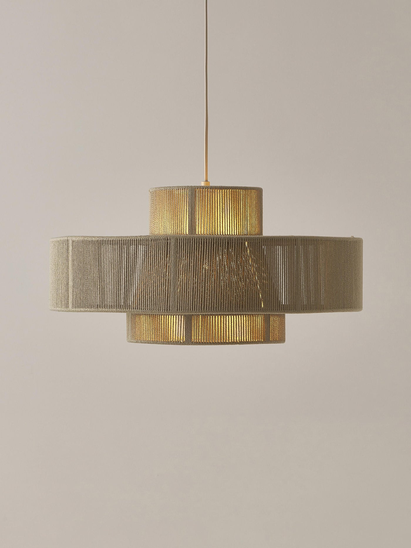 Large Linen Thread Pendant Light Lace - Beige
