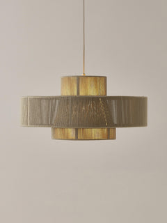 Large Linen Thread Pendant Light Lace - Beige