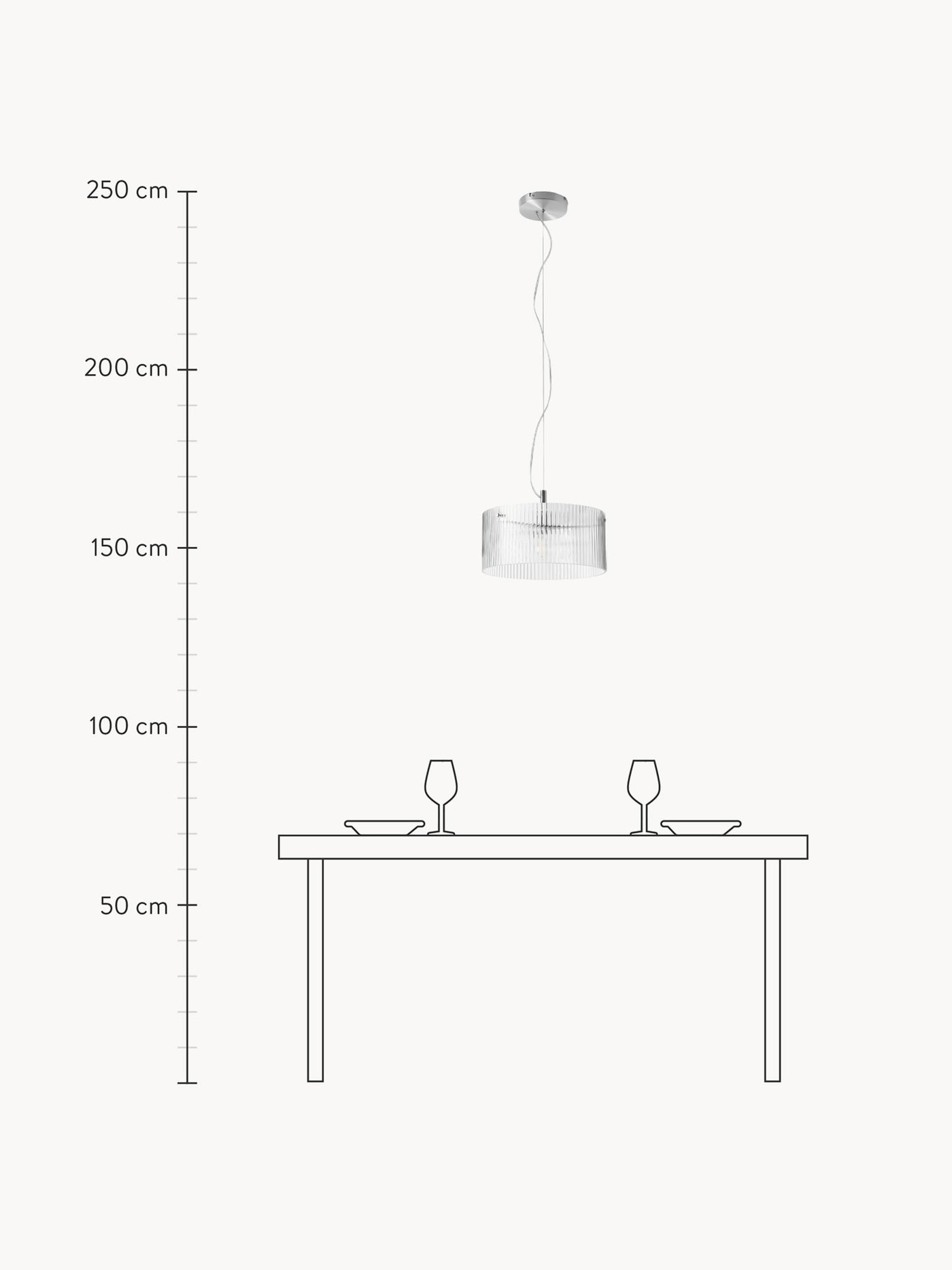 Ribbed Glass Pendant Light Emmi - Transparent