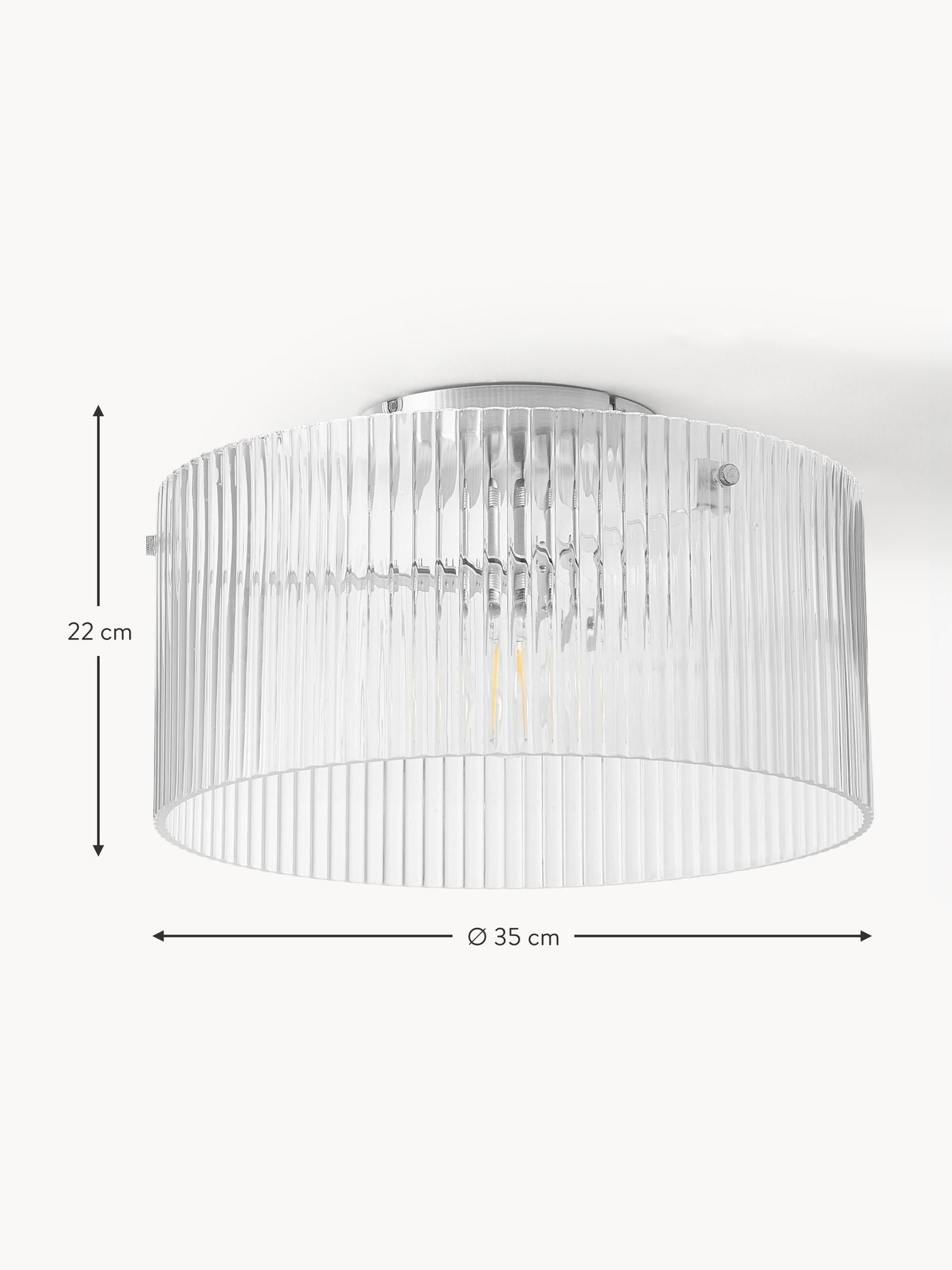 Ribbed Glass Ceiling Lamp Emmi - Transparent, Ø 35 cm