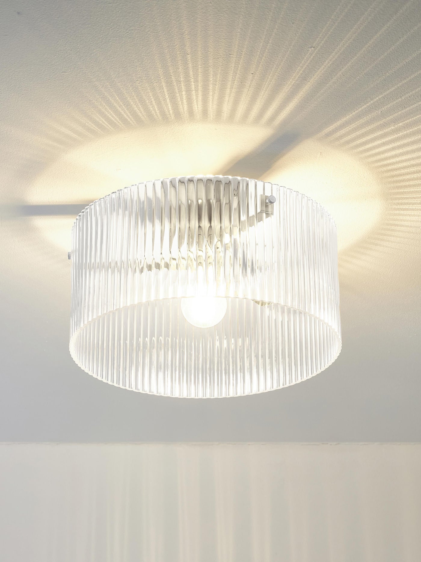 Ribbed Glass Ceiling Lamp Emmi - Transparent, Ø 35 cm
