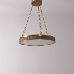 Ribbed Disc Alabaster Brass Pendant
