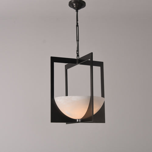 Geometric Bronze Alabaster Pendant