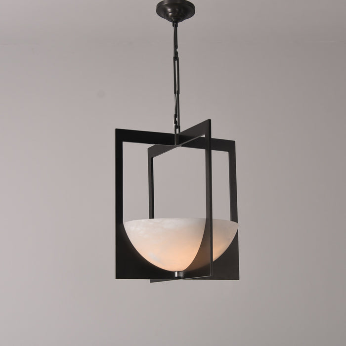 Geometric Bronze Alabaster Pendant