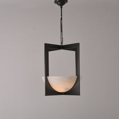 Geometric Bronze Alabaster Pendant