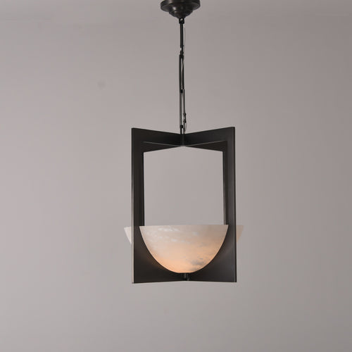 Geometric Bronze Alabaster Pendant