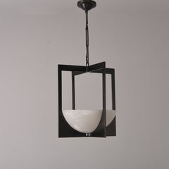 Geometric Bronze Alabaster Pendant