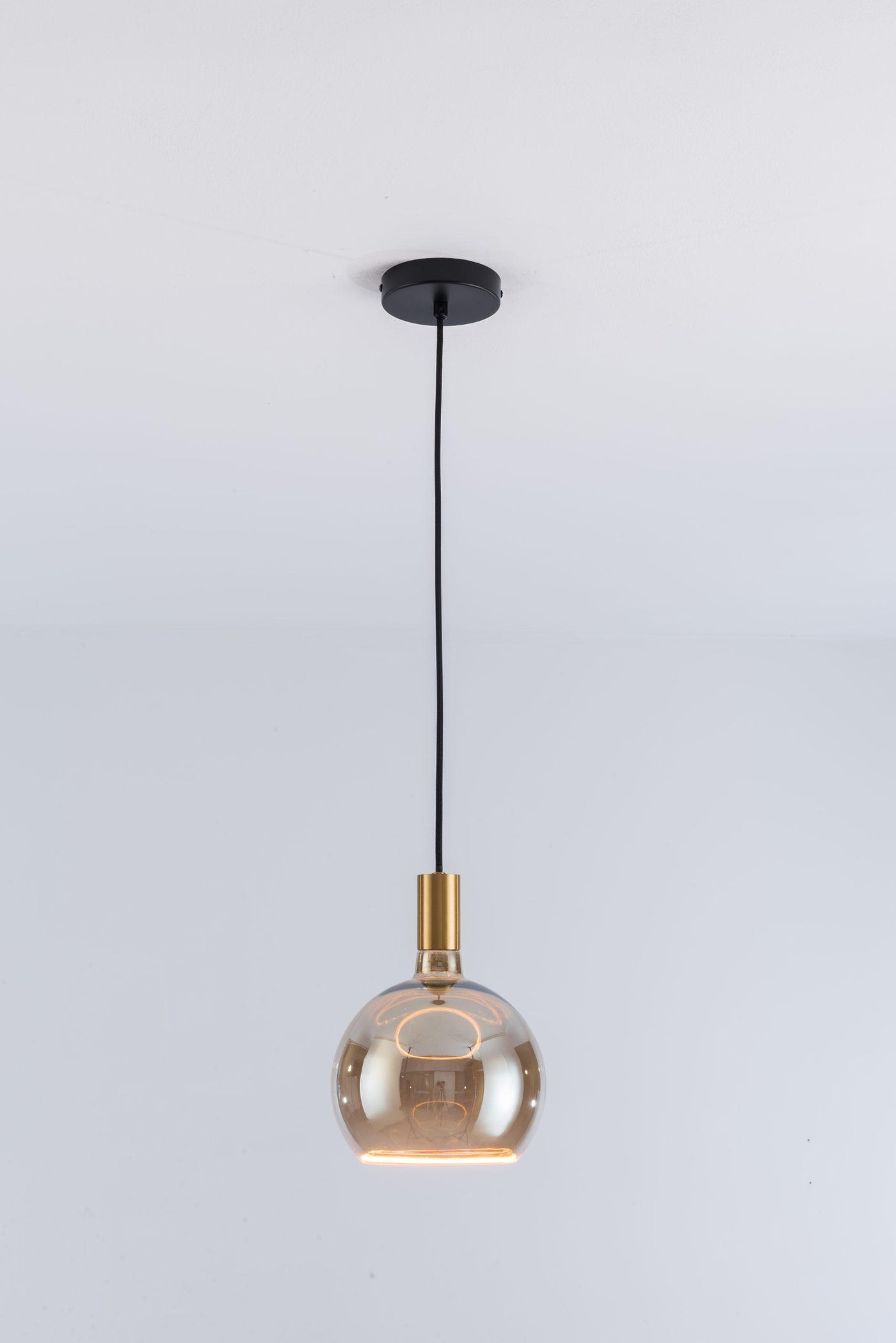 Aureola Gold Single Pendant Light & Smoked Glass Shades