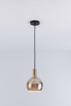 Aureola Gold Single Pendant Light & Smoked Glass Shades