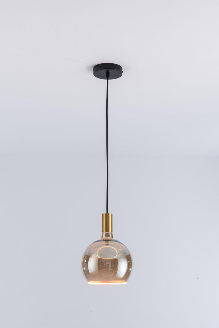 Aureola Gold Single Pendant Light & Smoked Glass Shades