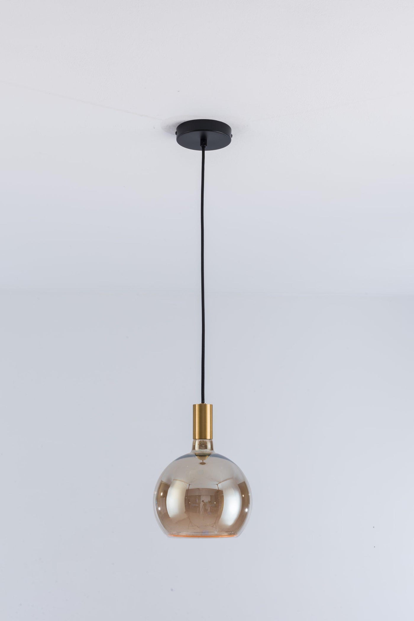 Aureola Gold Single Pendant Light & Smoked Glass Shades