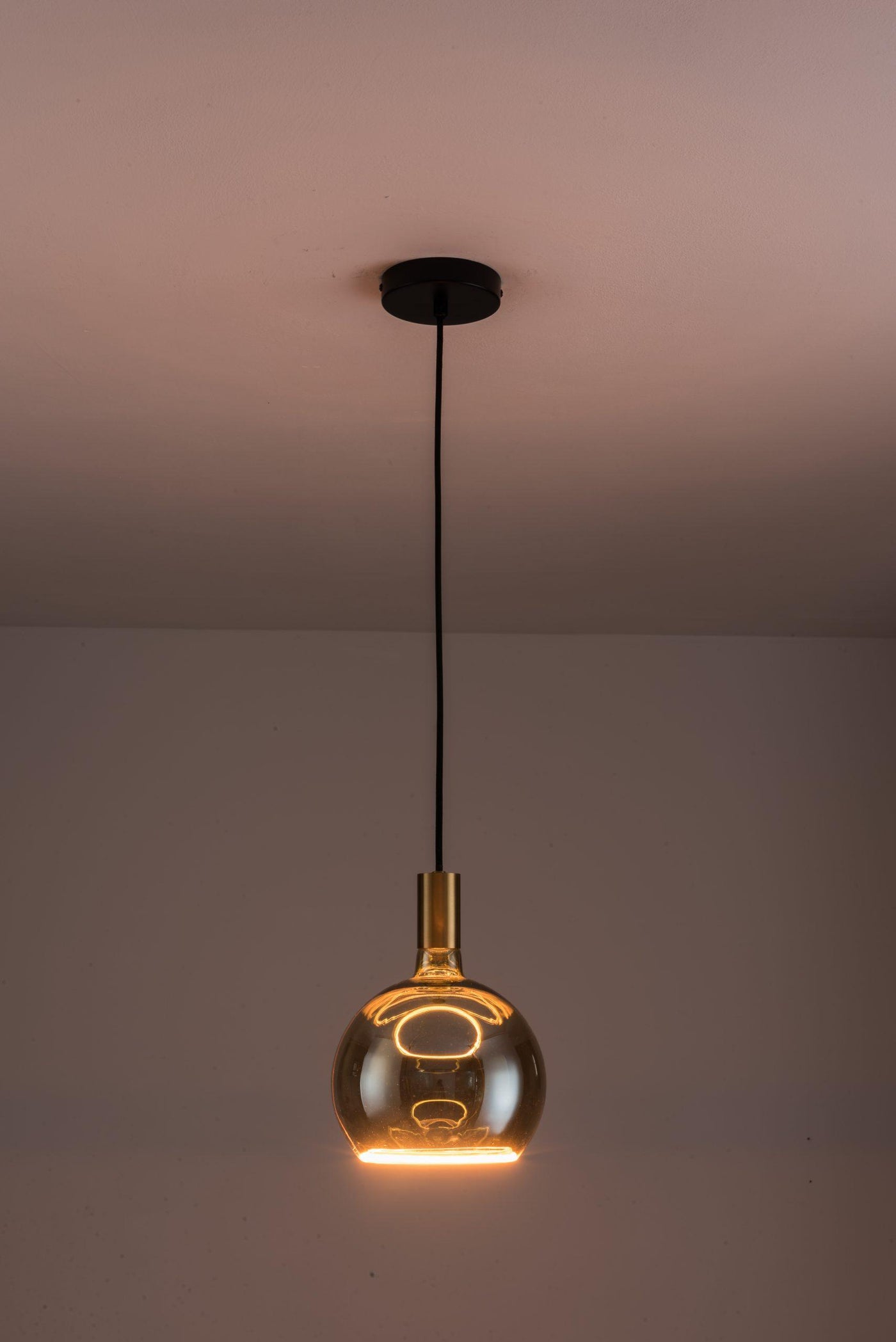 Aureola Gold Single Pendant Light & Smoked Glass Shades