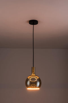 Aureola Gold Single Pendant Light & Smoked Glass Shades